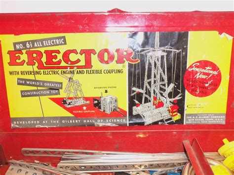 vintage erector set metal box|Vintage Gilbert Erector Set amusement Park in Original Metal.